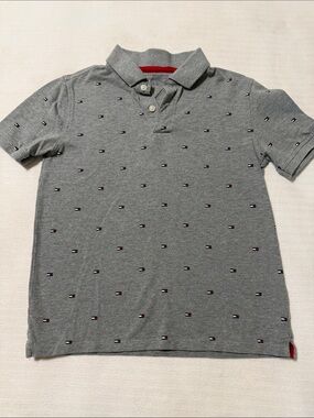 Tommy Hilfiger Grey Polo with Mini Flag Embroidery